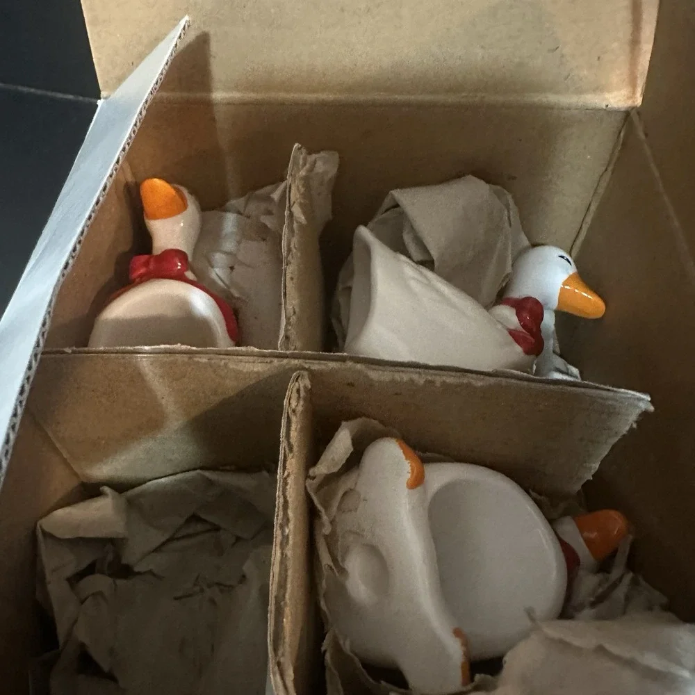 Vintage Colonial Candle‎ Cape Cod Geese Napkin Rings 4 Christmas Box